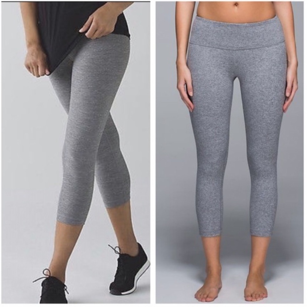 Lululemon-heathered Gray wunder under crop legging
